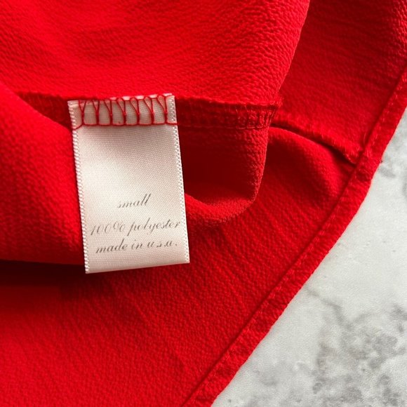 Francesca's V Neck Crochet Sleeve Red Blouse Top Size Small S Loose - Picture 4 of 5